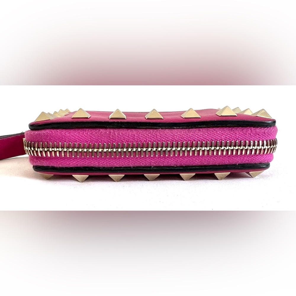 Valentino Garavani Pink Studded Leather Wallet - Picture 3 of 9